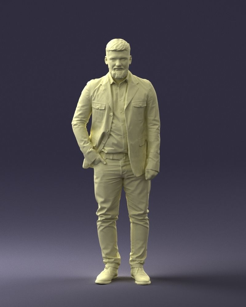 000044 Bearded Man 0111 3dp 3D print model_1