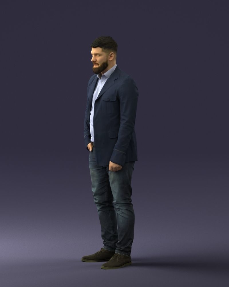 000044 Bearded Man 0111 3dp 3D print model_9