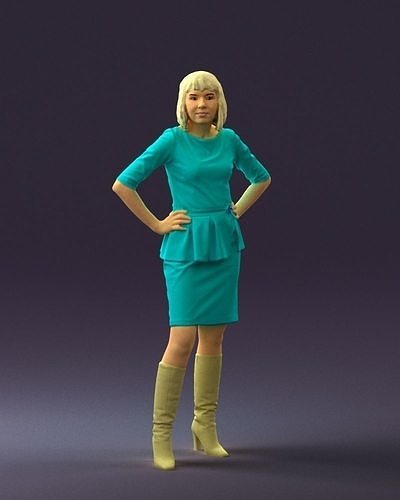Woman in turquoise dress 0579 3D Print Ready 3D print model