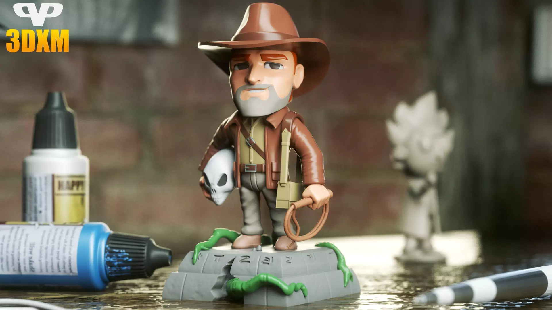 Indiana Jones Chibi STL for 3D Printing ChibiSTL 3DXM 3D print model_0