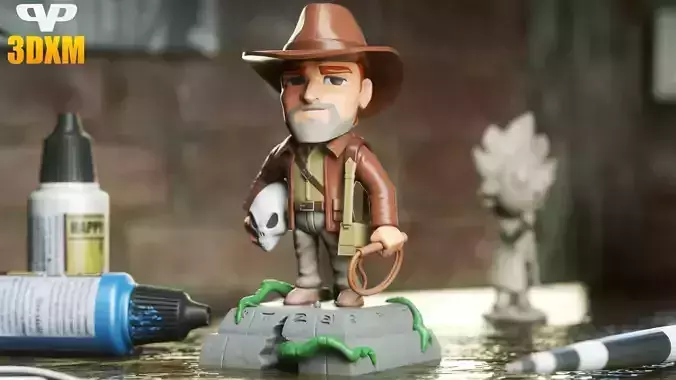 Indiana Jones Chibi STL for 3D Printing ChibiSTL 3DXM