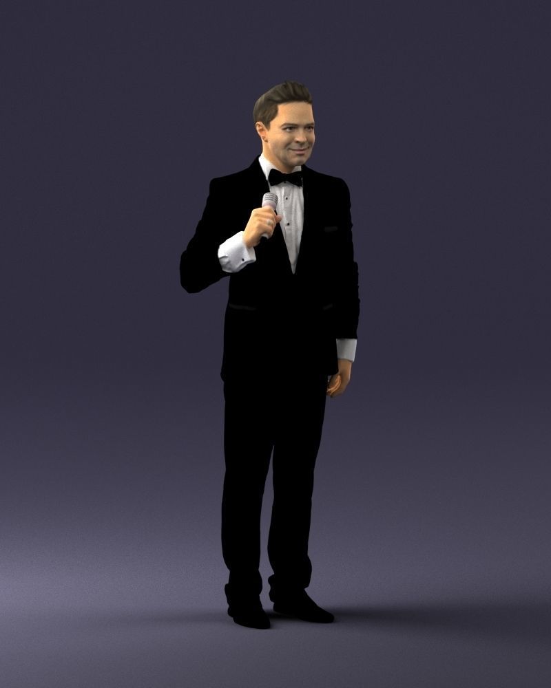 Man with a microphone in a suit 0316 3D Print Ready 3D print model_6