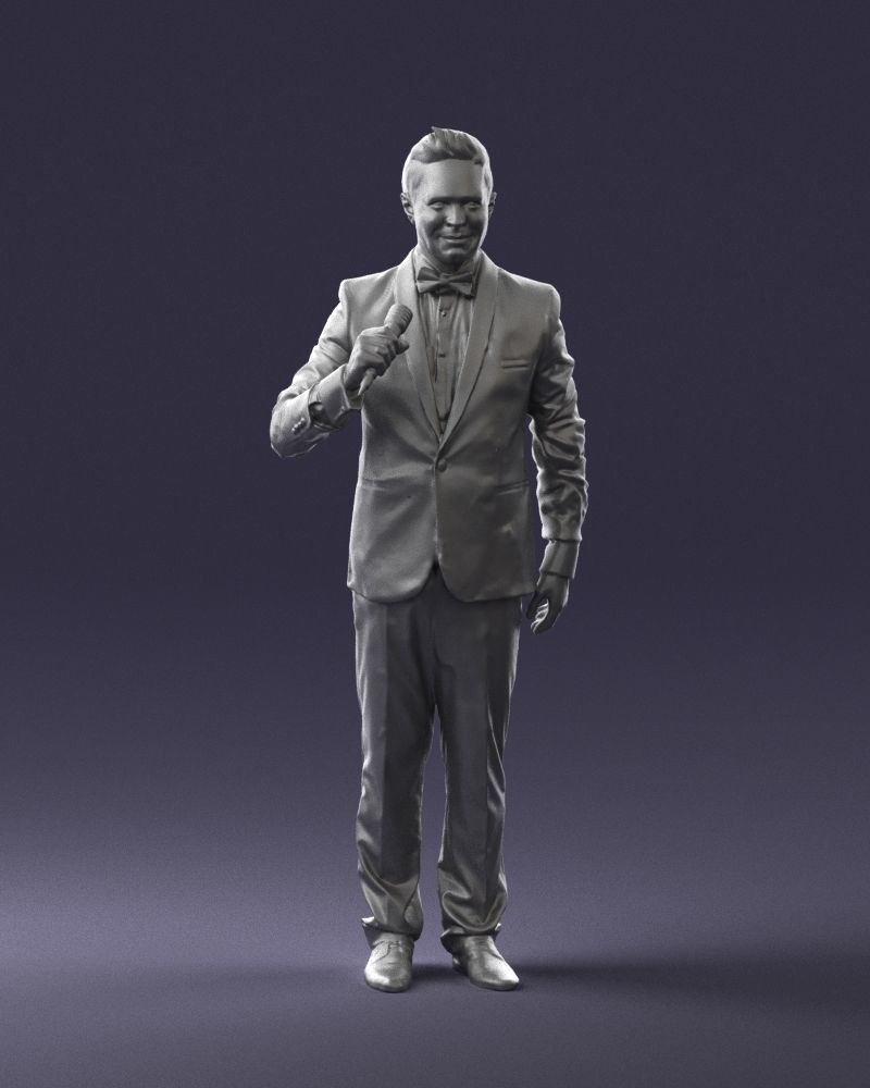 Man with a microphone in a suit 0316 3D Print Ready 3D print model_4