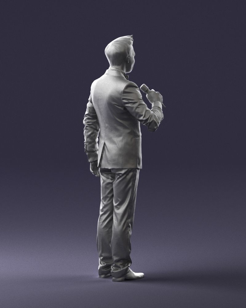 Man with a microphone in a suit 0316 3D Print Ready 3D print model_16