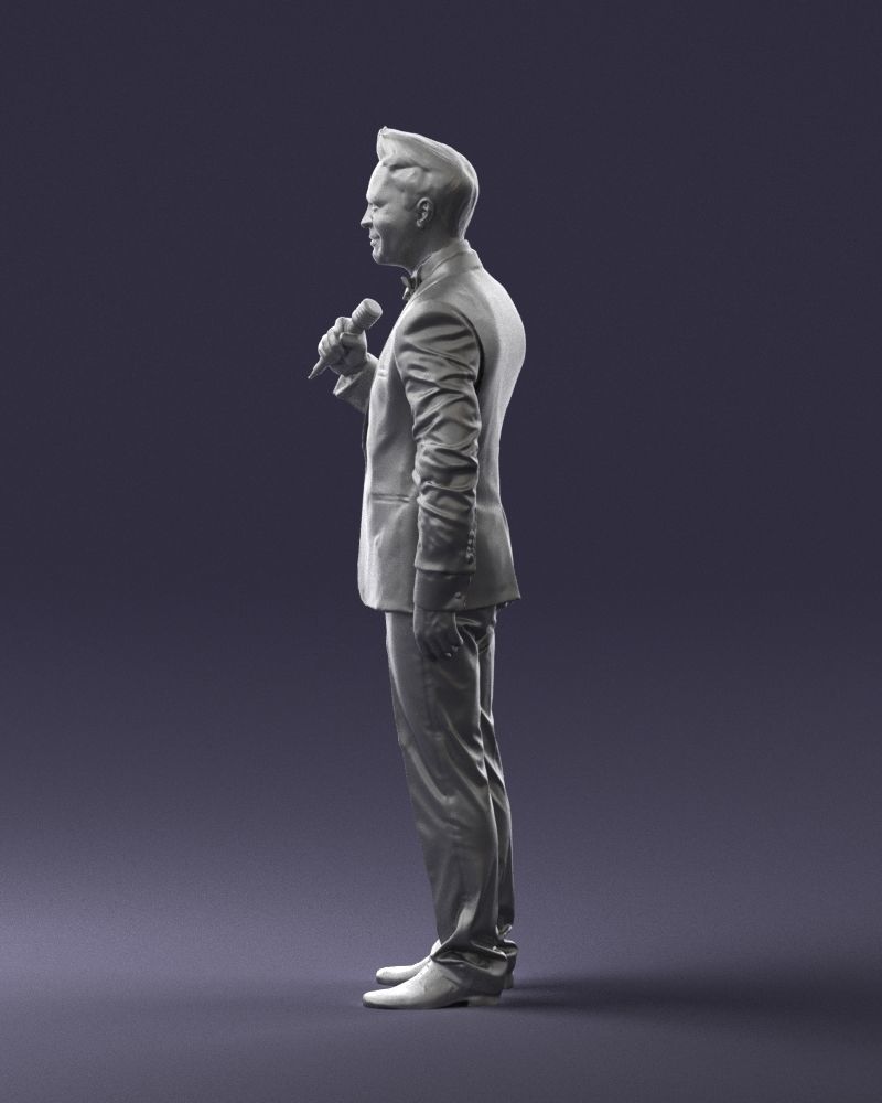 Man with a microphone in a suit 0316 3D Print Ready 3D print model_25