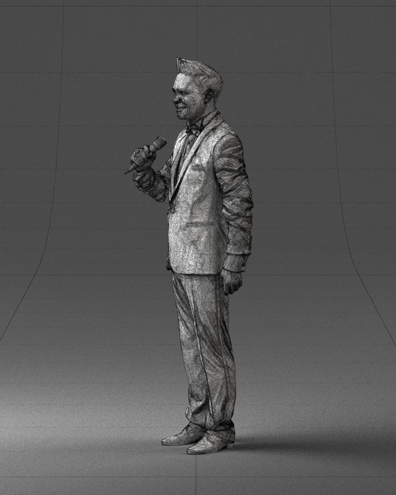 Man with a microphone in a suit 0316 3D Print Ready 3D print model_29
