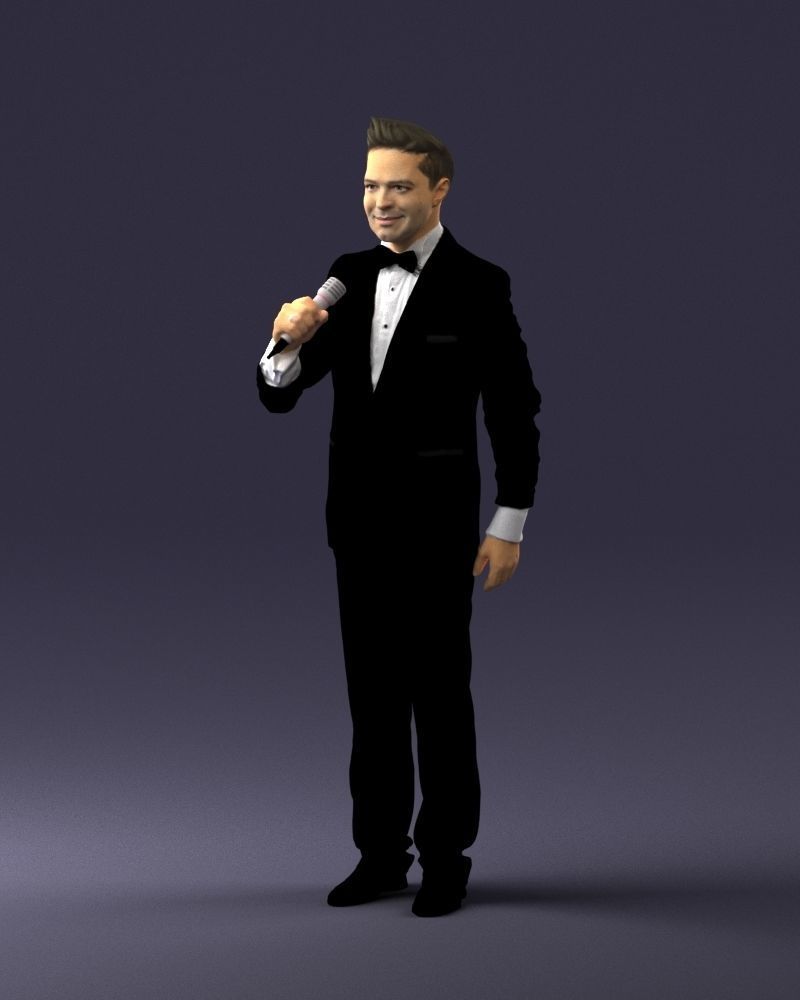 Man with a microphone in a suit 0316 3D Print Ready 3D print model_30