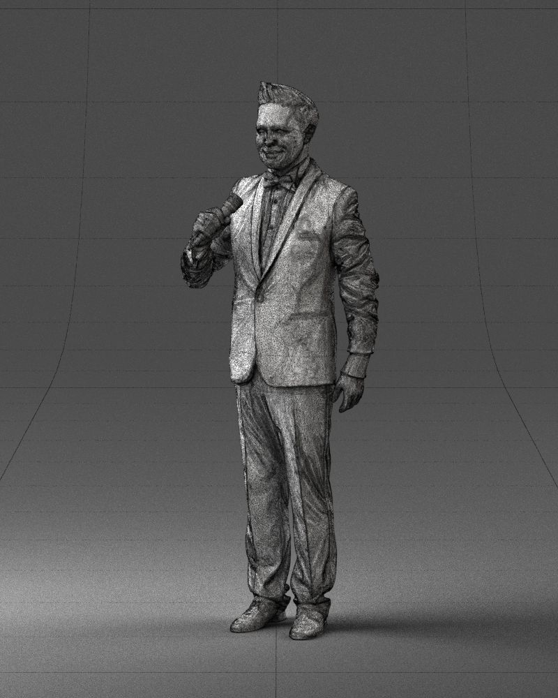 Man with a microphone in a suit 0316 3D Print Ready 3D print model_32