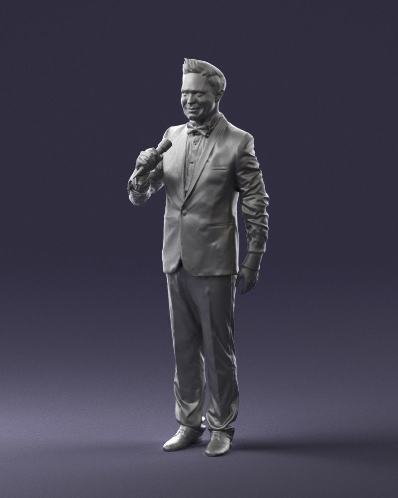 Man with a microphone in a suit 0316 3D Print Ready 3D print model_31