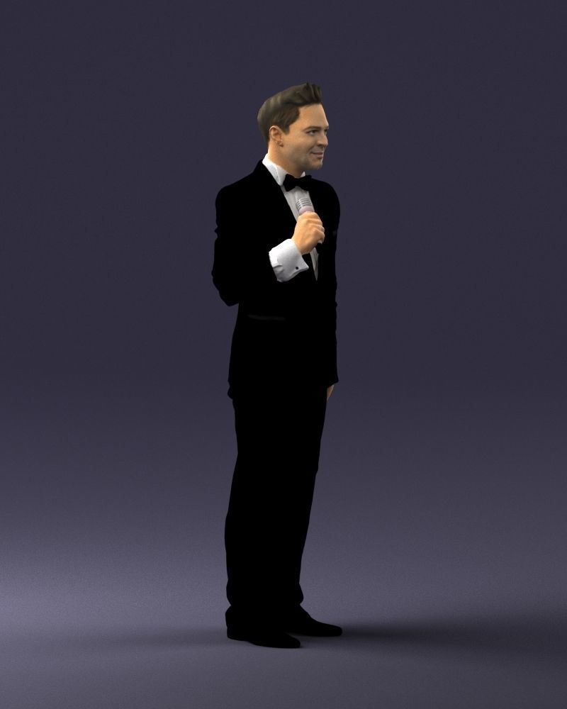 Man with a microphone in a suit 0316 3D Print Ready 3D print model_9