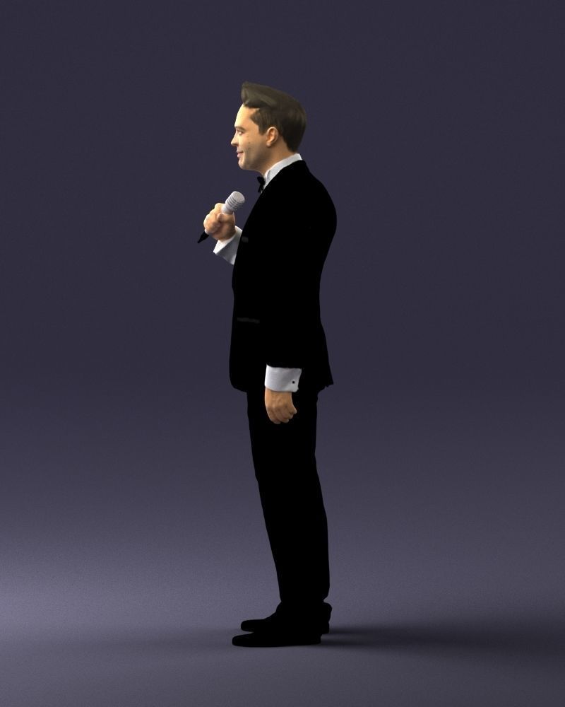 Man with a microphone in a suit 0316 3D Print Ready 3D print model_24