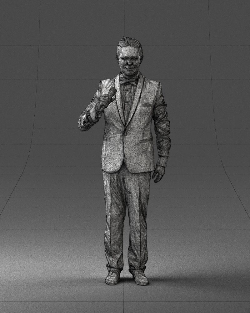 Man with a microphone in a suit 0316 3D Print Ready 3D print model_38
