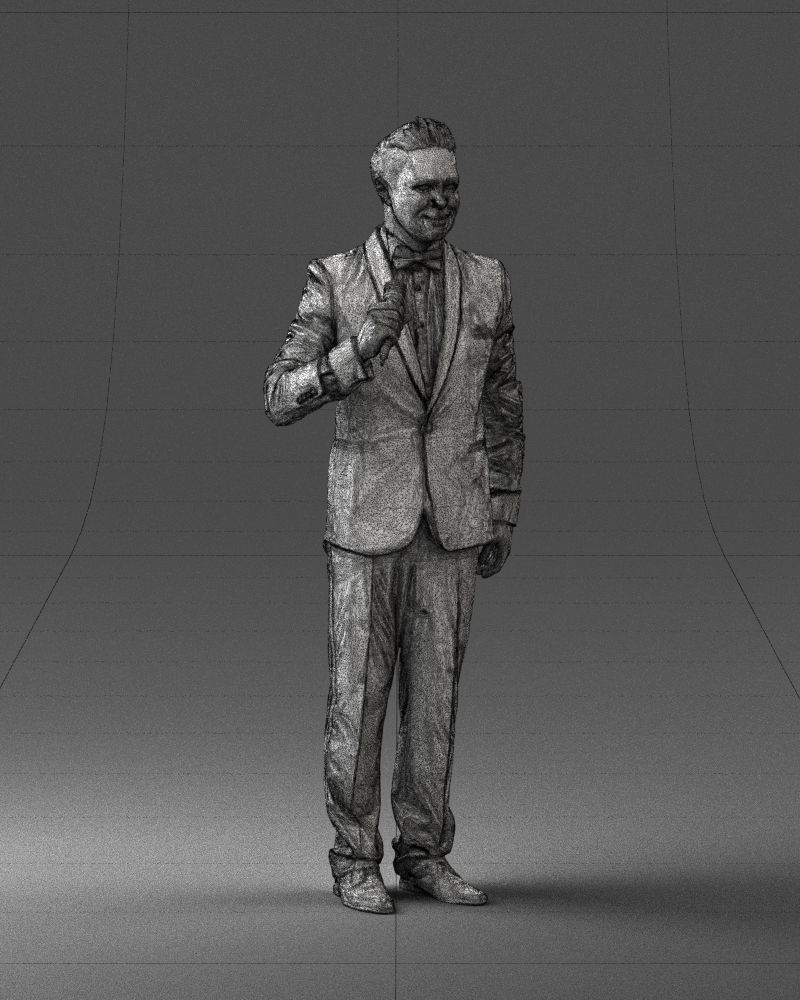 Man with a microphone in a suit 0316 3D Print Ready 3D print model_8