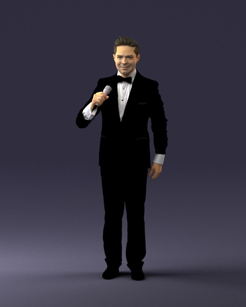 Man with a microphone in a suit 0316 3D Print Ready 3D print model_33
