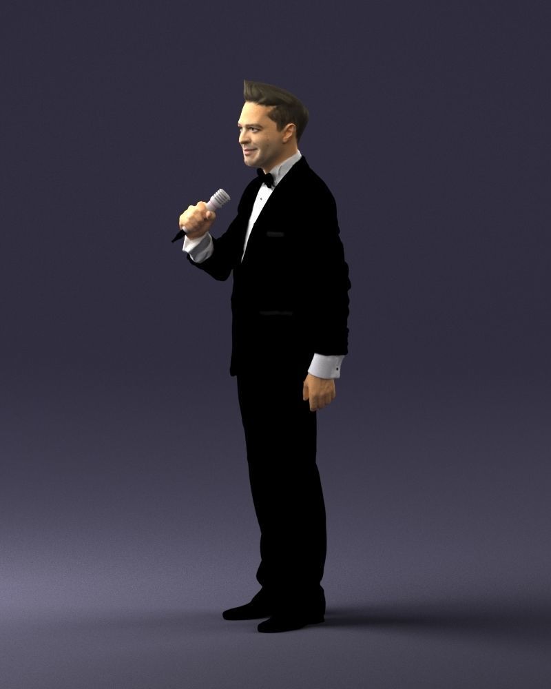 Man with a microphone in a suit 0316 3D Print Ready 3D print model_27