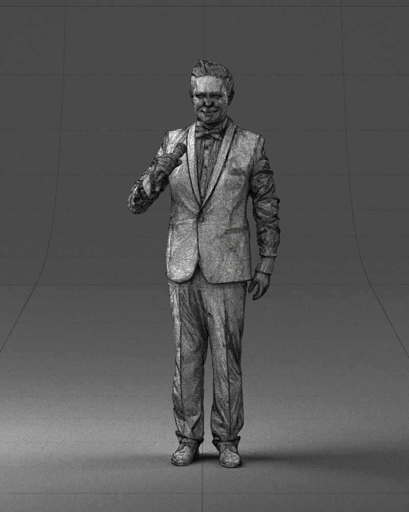 Man with a microphone in a suit 0316 3D Print Ready 3D print model_35