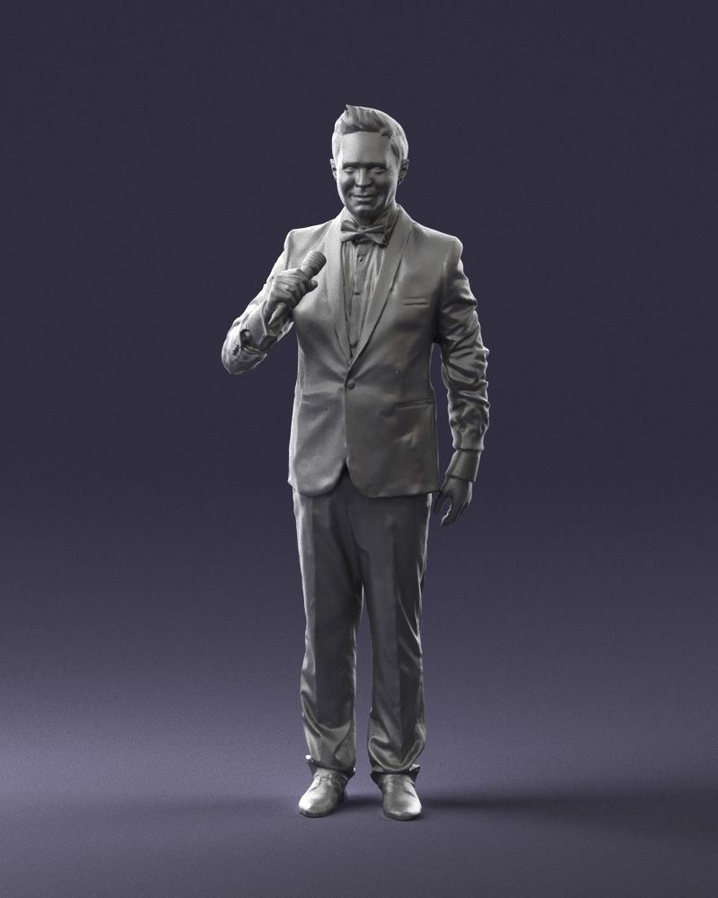 Man with a microphone in a suit 0316 3D Print Ready 3D print model_34