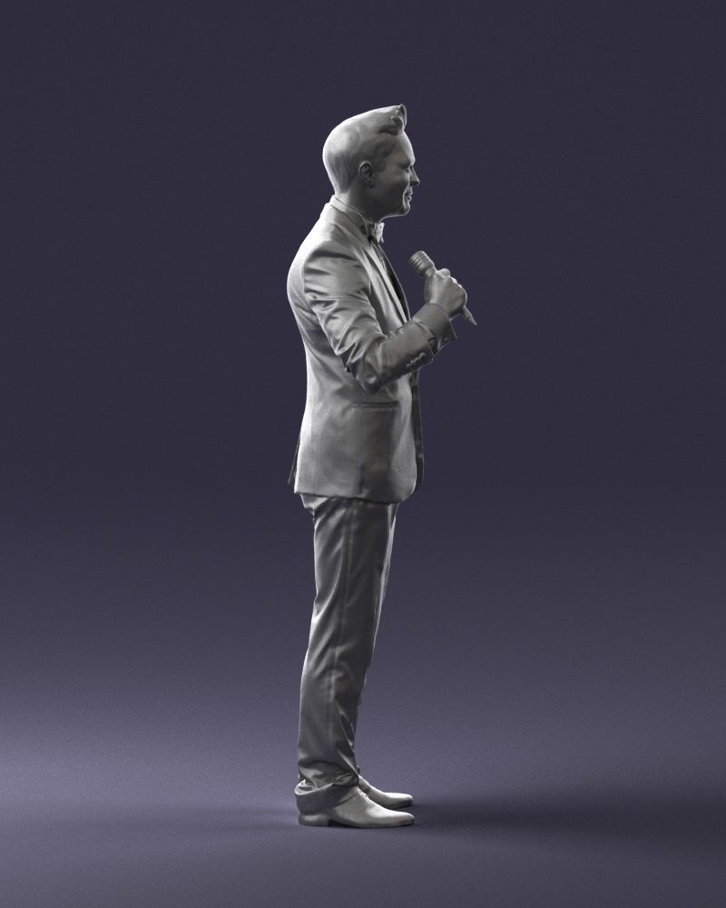 Man with a microphone in a suit 0316 3D Print Ready 3D print model_13