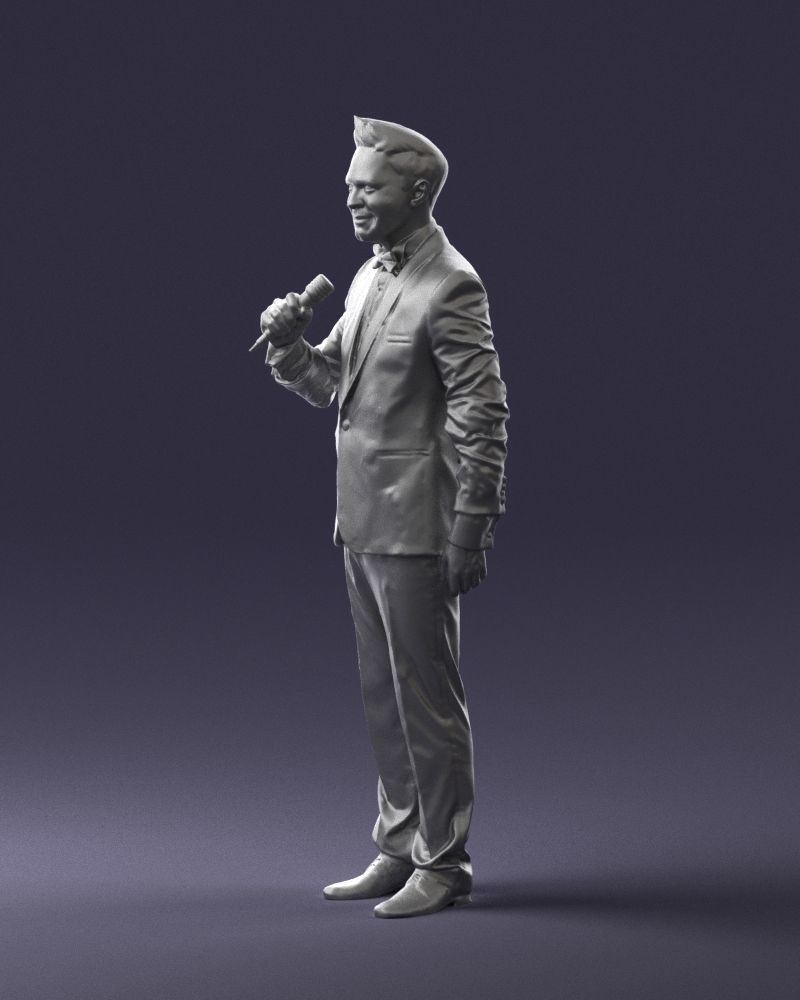 Man with a microphone in a suit 0316 3D Print Ready 3D print model_28