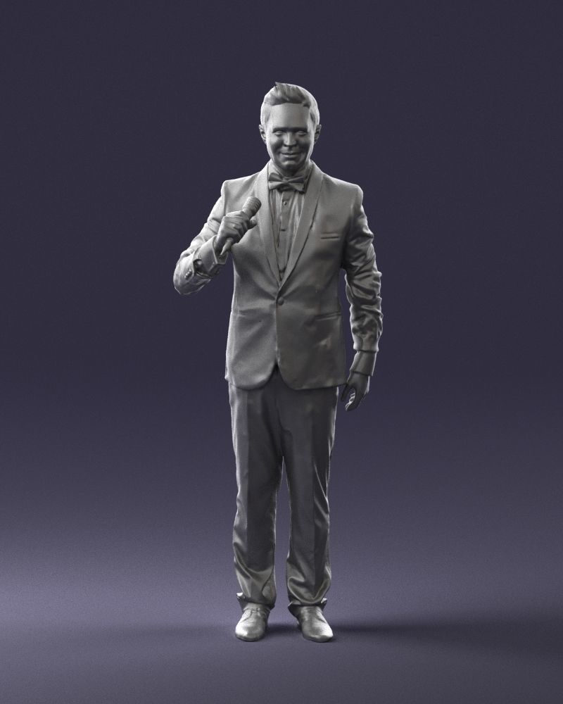 Man with a microphone in a suit 0316 3D Print Ready 3D print model_37