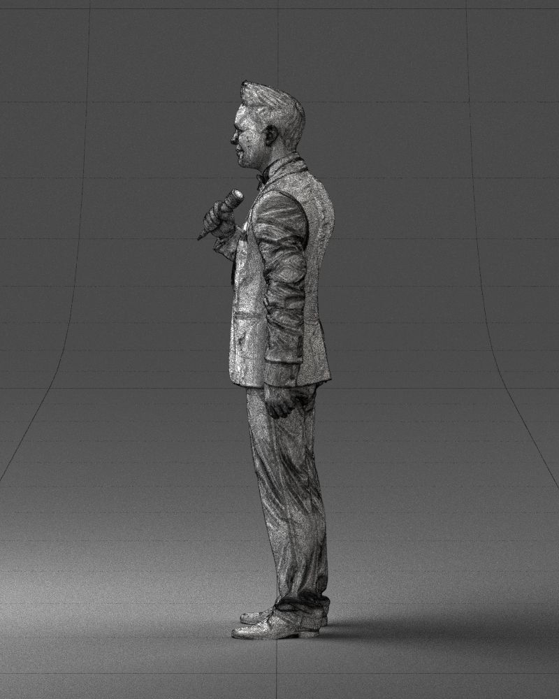 Man with a microphone in a suit 0316 3D Print Ready 3D print model_26