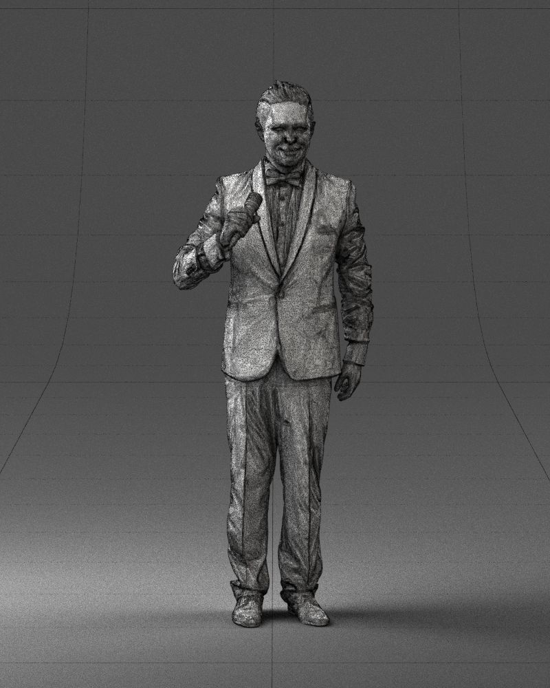Man with a microphone in a suit 0316 3D Print Ready 3D print model_5