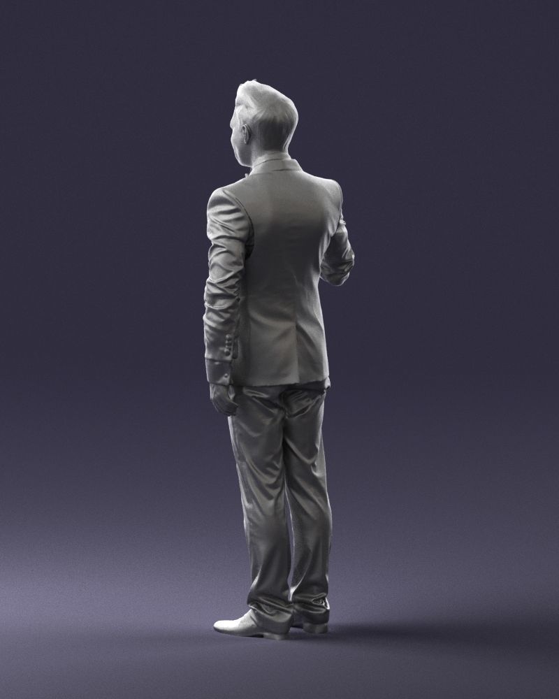 Man with a microphone in a suit 0316 3D Print Ready 3D print model_22