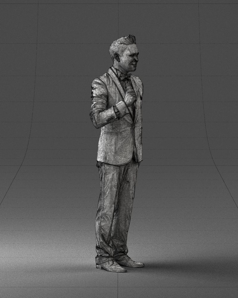 Man with a microphone in a suit 0316 3D Print Ready 3D print model_11