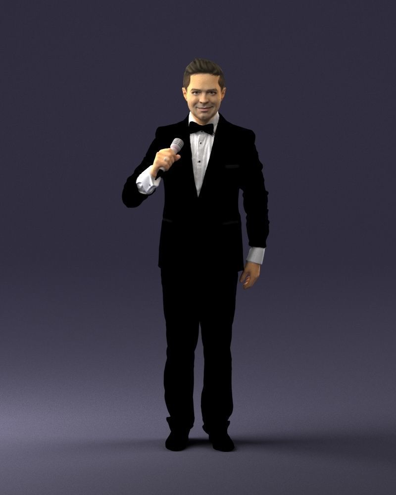 Man with a microphone in a suit 0316 3D Print Ready 3D print model_36