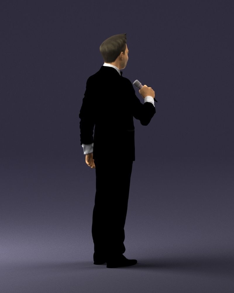 Man with a microphone in a suit 0316 3D Print Ready 3D print model_15