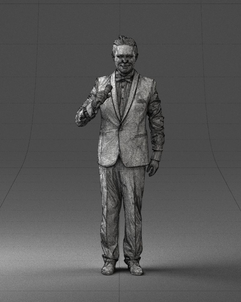 Man with a microphone in a suit 0316 3D Print Ready 3D print model_2