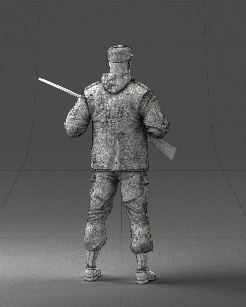 000255 Hunter in Camouflage with Rifle 0226 3dp 3D print model_12
