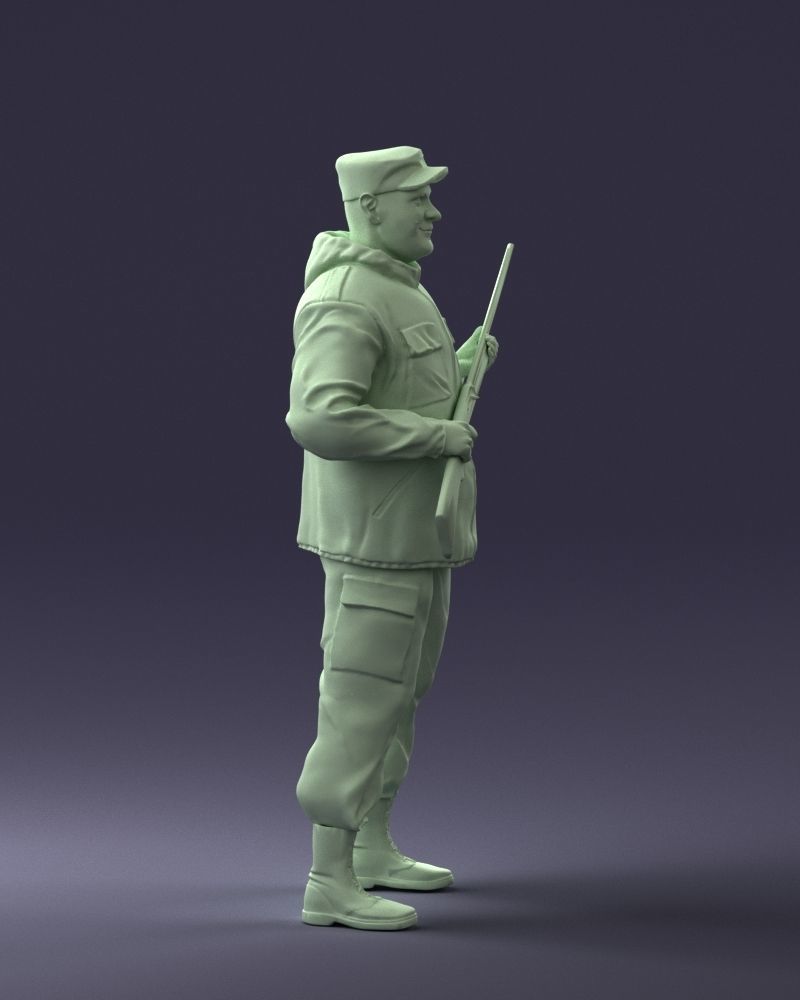 000255 Hunter in Camouflage with Rifle 0226 3dp 3D print model_8