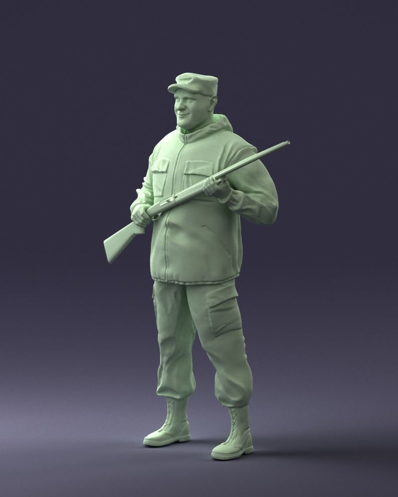 000255 Hunter in Camouflage with Rifle 0226 3dp 3D print model_17