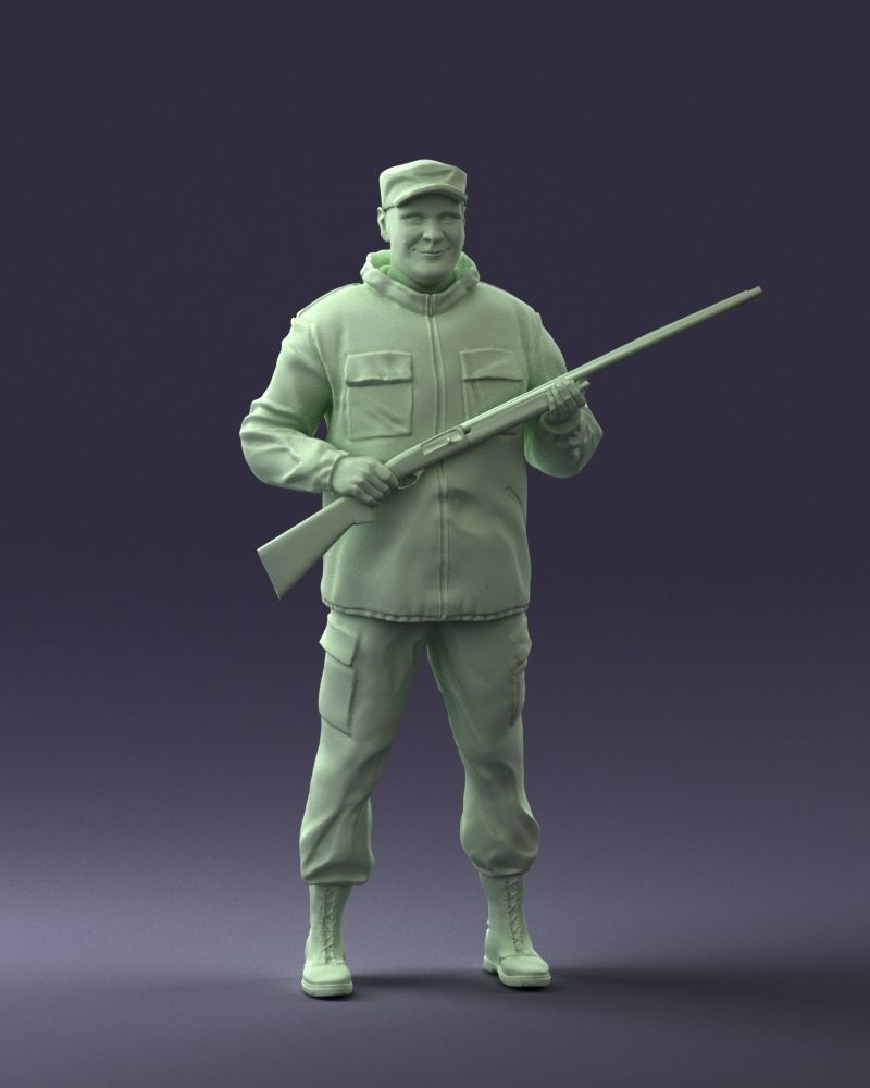 000255 Hunter in Camouflage with Rifle 0226 3dp 3D print model_5