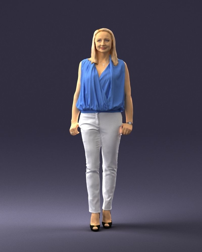 Woman in blue dress 0131 3D Print Ready 3D print model_33