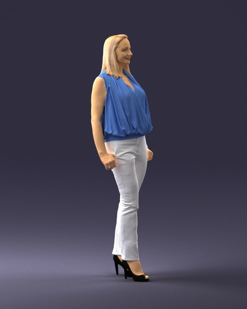 Woman in blue dress 0131 3D Print Ready 3D print model_9