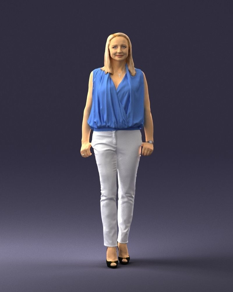 Woman in blue dress 0131 3D Print Ready 3D print model_36