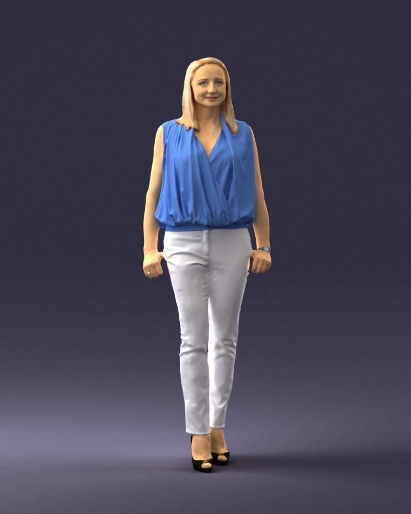 Woman in blue dress 0131 3D Print Ready 3D print model_3