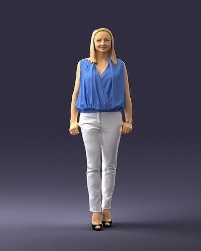 Woman in blue dress 0131 3D Print Ready 3D print model
