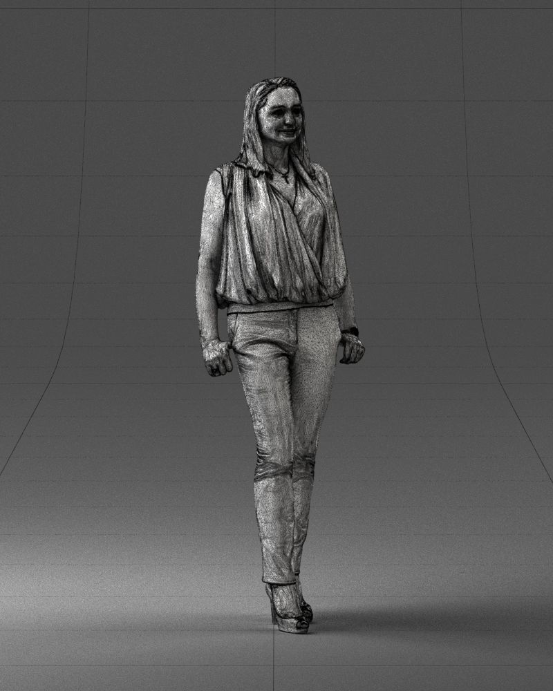 Woman in blue dress 0131 3D Print Ready 3D print model_8