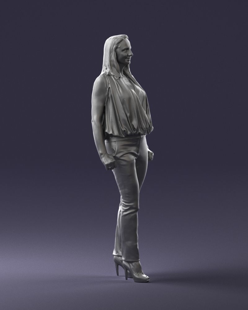 Woman in blue dress 0131 3D Print Ready 3D print model_10