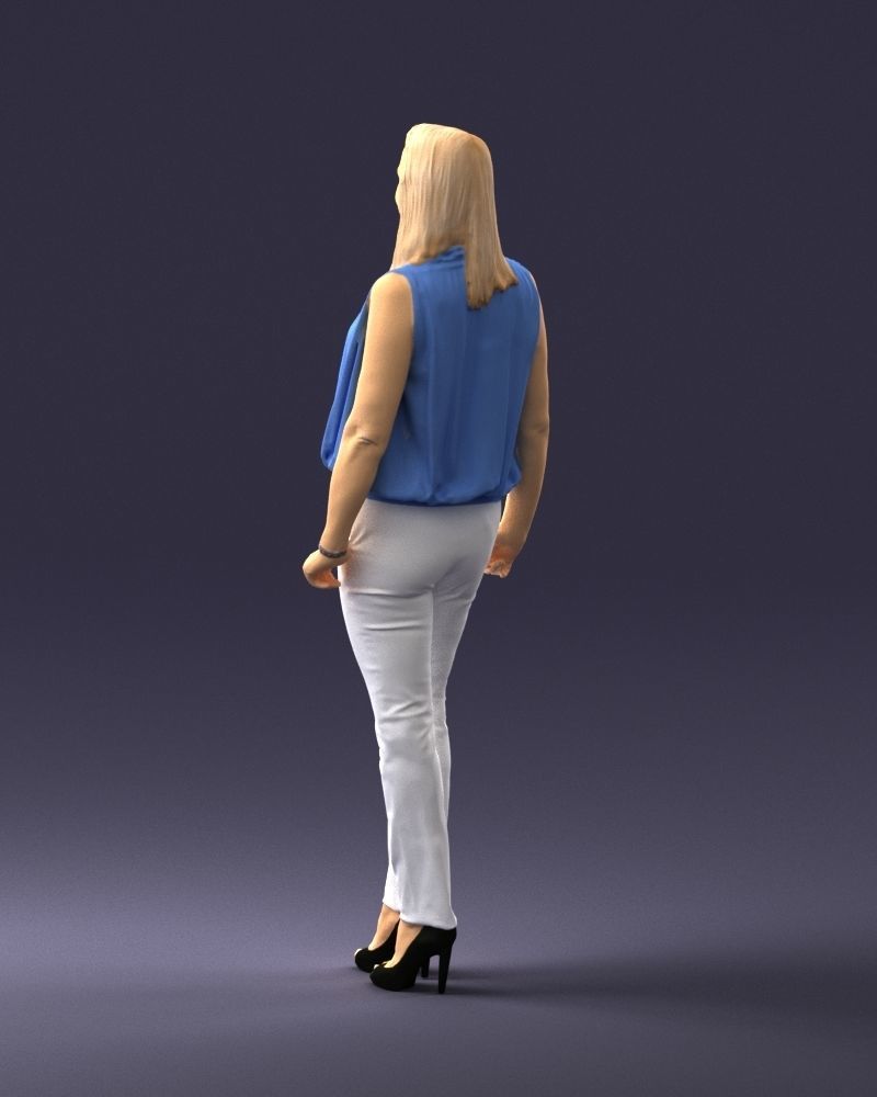 Woman in blue dress 0131 3D Print Ready 3D print model_21