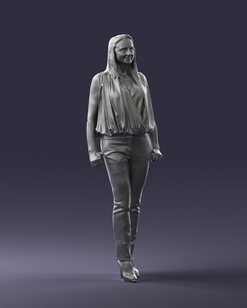 Woman in blue dress 0131 3D Print Ready 3D print model_7