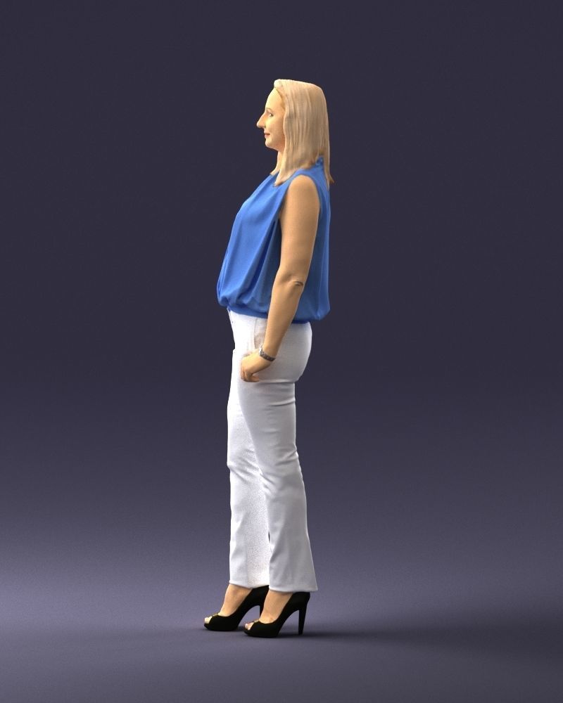Woman in blue dress 0131 3D Print Ready 3D print model_24