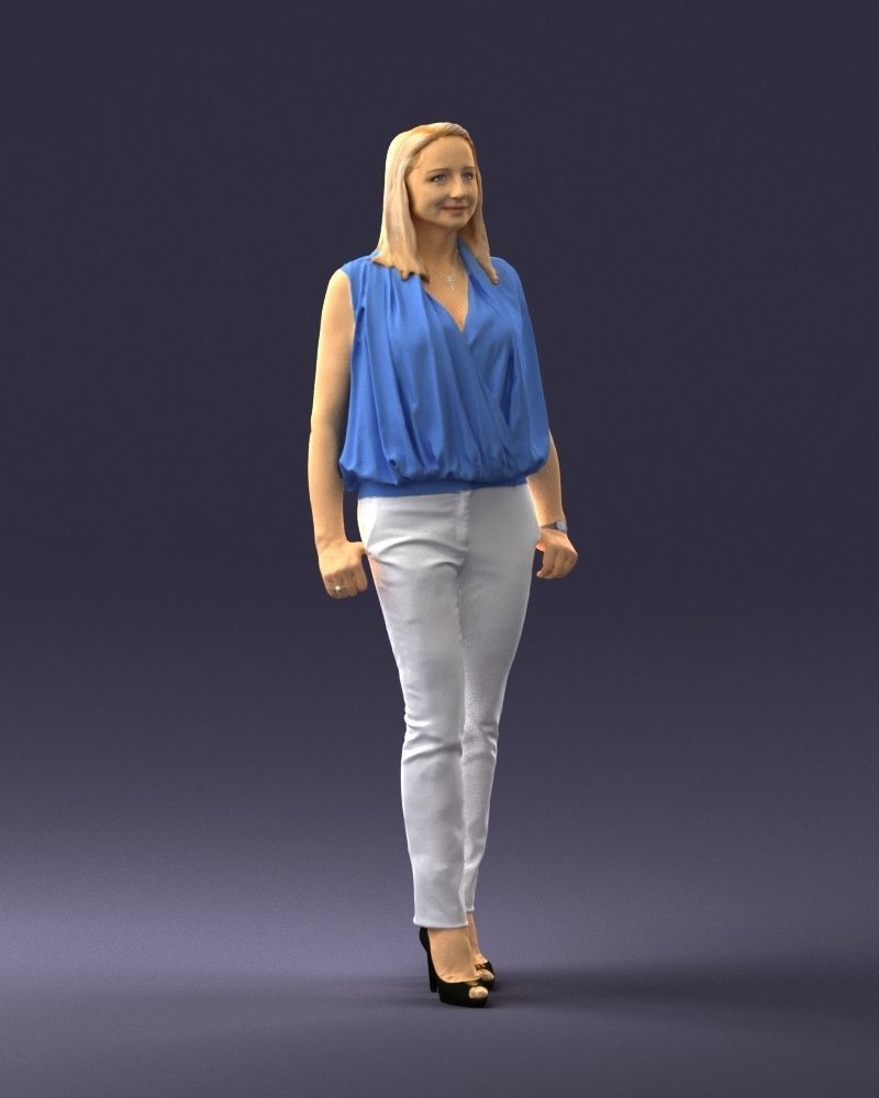 Woman in blue dress 0131 3D Print Ready 3D print model_6