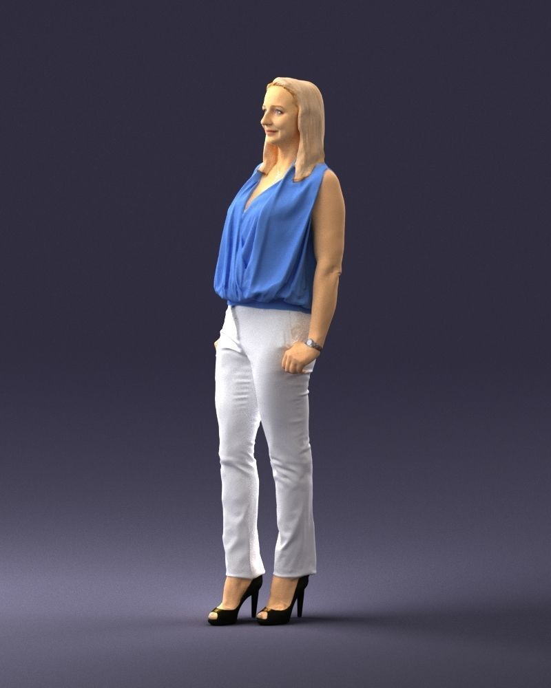 Woman in blue dress 0131 3D Print Ready 3D print model_27