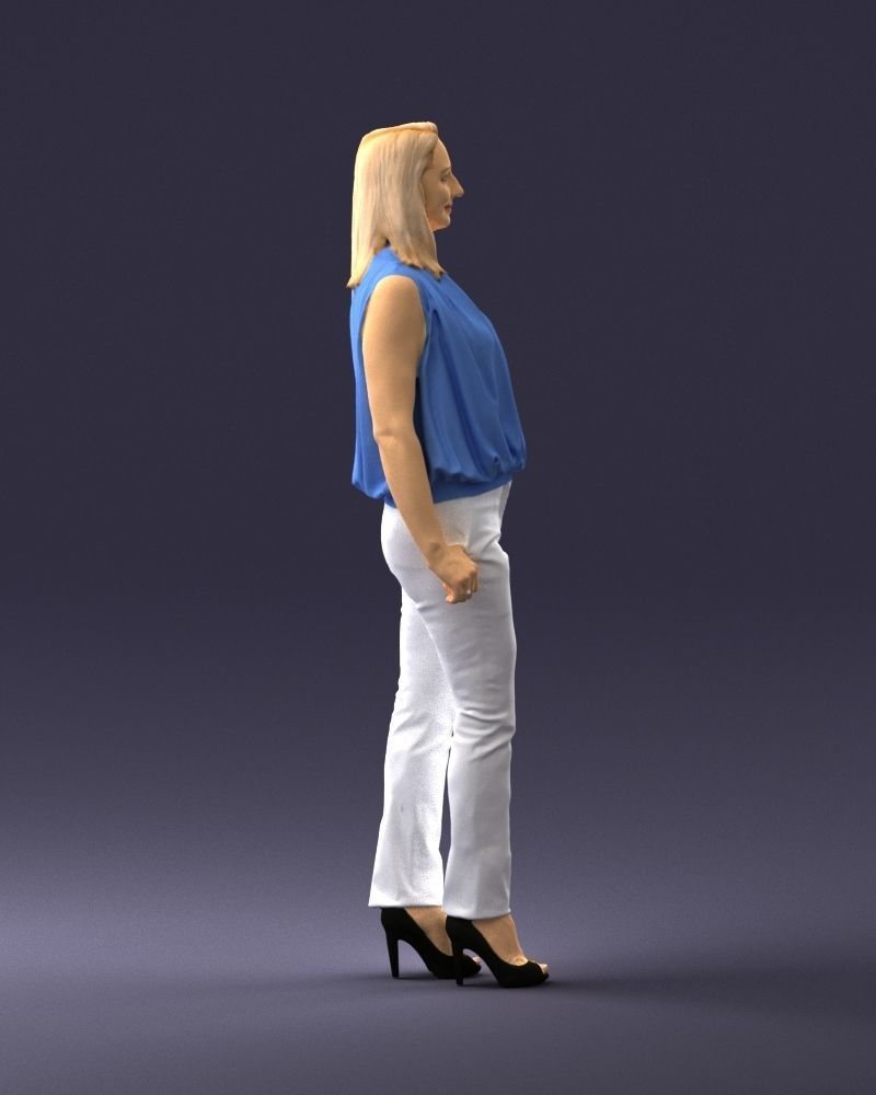 Woman in blue dress 0131 3D Print Ready 3D print model_12