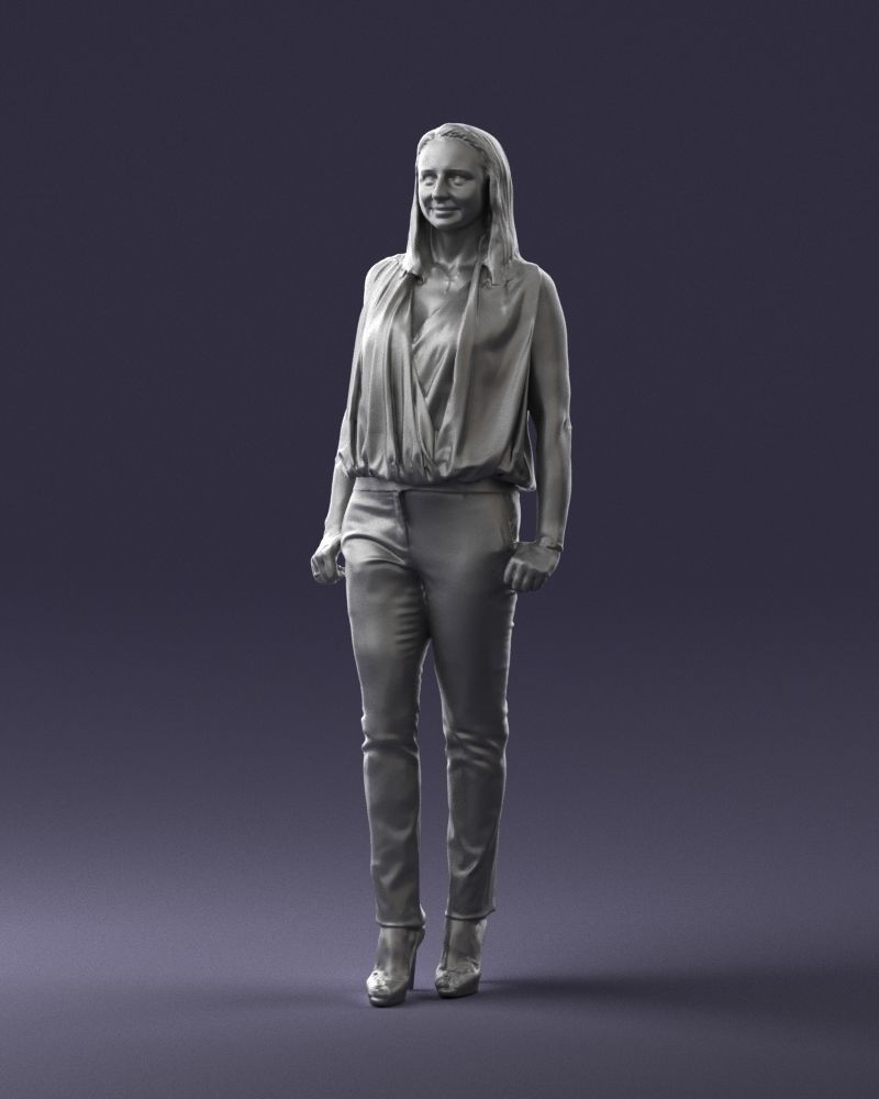 Woman in blue dress 0131 3D Print Ready 3D print model_31