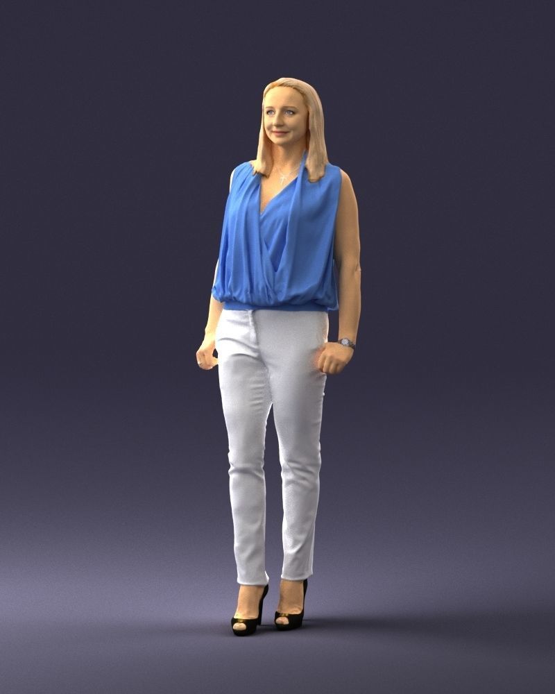 Woman in blue dress 0131 3D Print Ready 3D print model_30